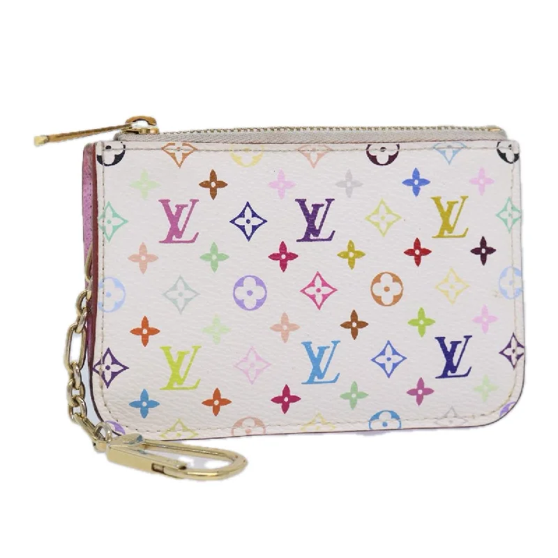 Louis Vuitton bags for flight attendantsLOUIS VUITTON Multicolor Pochette Cles NM Coin Purse White M93734 LV Auth 86946