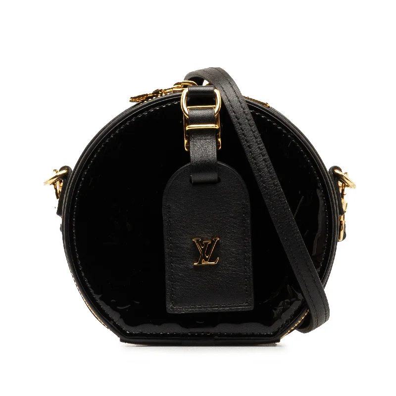 Louis Vuitton bags for hairstylistsBlack Louis Vuitton Vernis Mini Boite Chapeau Souple Crossbody Bag