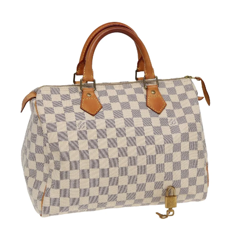 Louis Vuitton bags with gold - toned hardwareLOUIS VUITTON Damier Azur Speedy 30 Hand Bag N41533 LV Auth ep5280