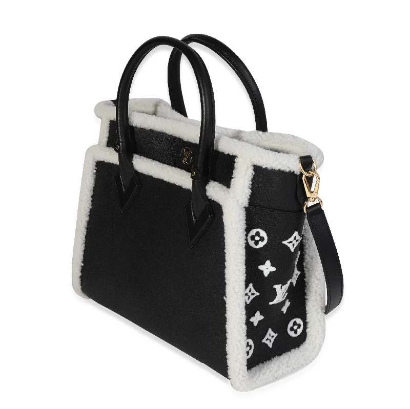 Louis Vuitton bags for family gatheringsLouis Vuitton Black Grained Calfskin & White Shearling Monogram On My Side MM