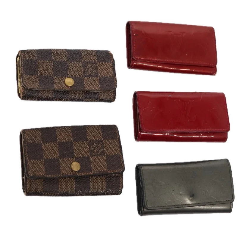 Louis Vuitton bags for budget - conscious luxury buyersLOUIS VUITTON Damier Ebene Vernis Key Case 5Set Gray Pomme D'amour LV Auth 85754