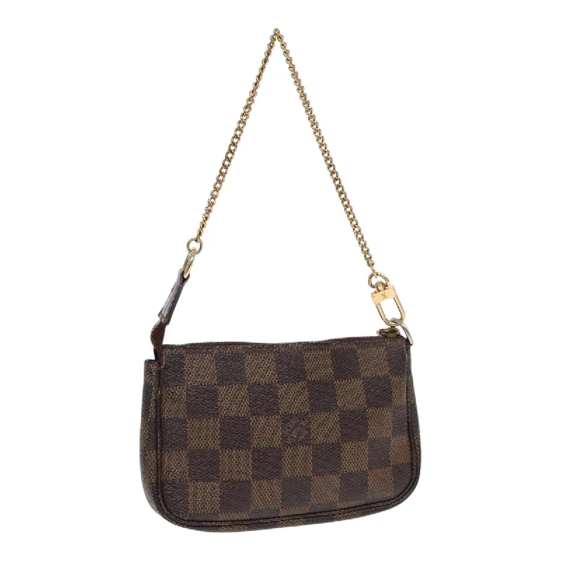 Louis Vuitton bags with gold - toned hardwareLOUIS VUITTON Damier Ebene Mini Pochette Accessoires Pouch N58009 LV Auth 87408