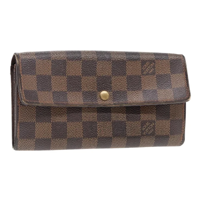 Louis Vuitton bags for petite womenLOUIS VUITTON Damier Ebene Portefeuille Sarah Long Wallet N60491 LV Auth bs17002